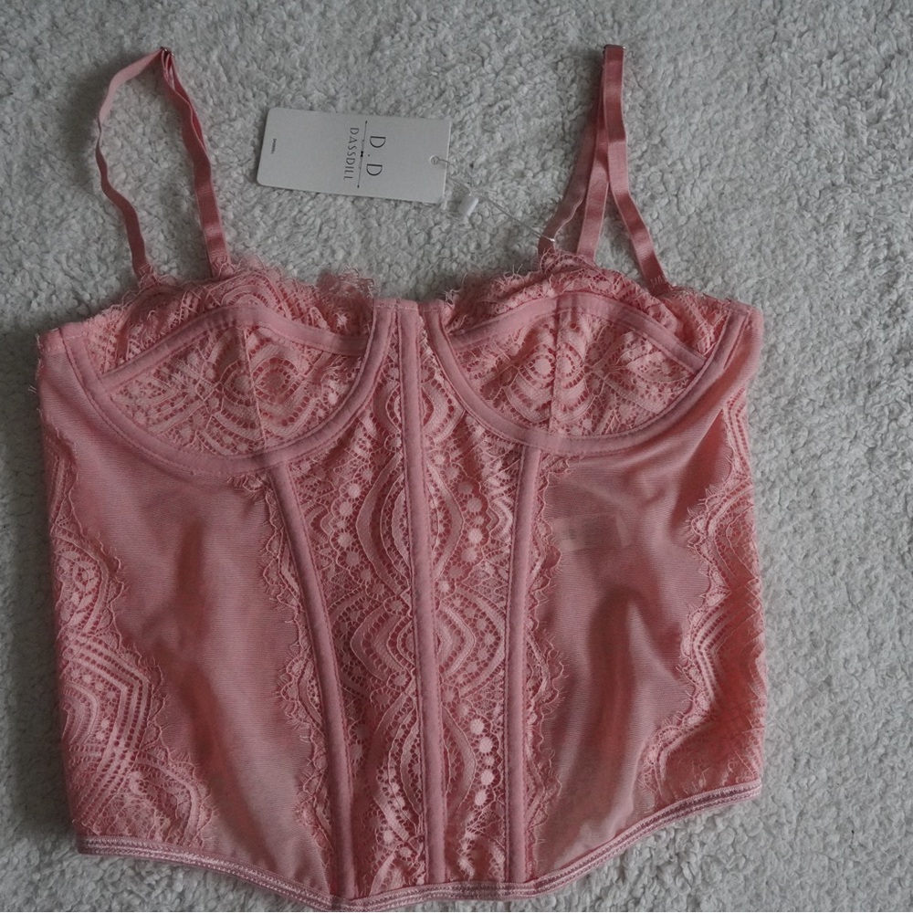 Dassdill Pink Lace Bustier Top Size S